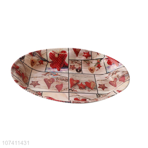 Hot sale christmas style round plate for dinnerware