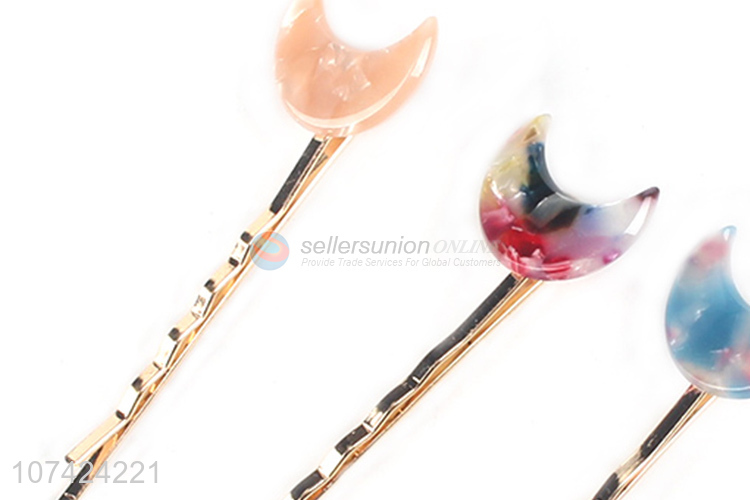 Trendy products cellulose acetate sheet hairpin moon bobby pin