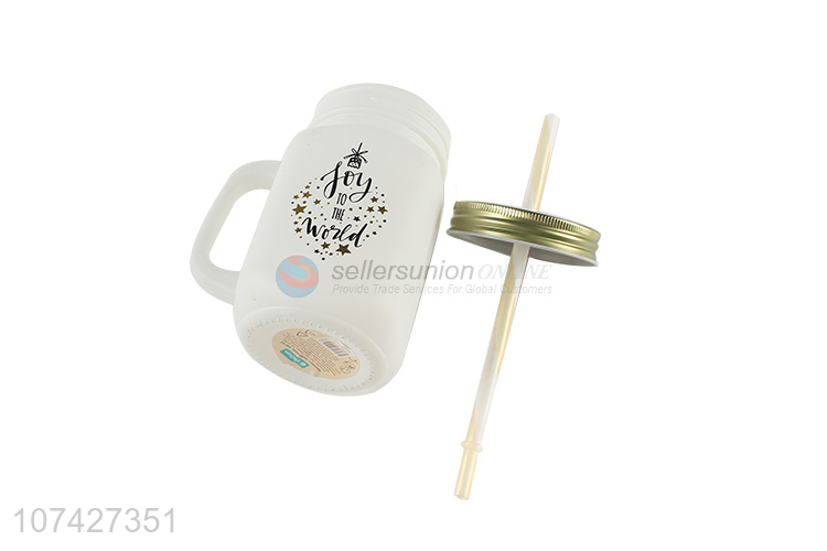 Popular Office Mug Glass Water Cup With Straw