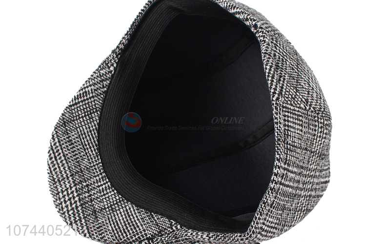 High quality fashion houndstooth peaked cap woolen winter caps