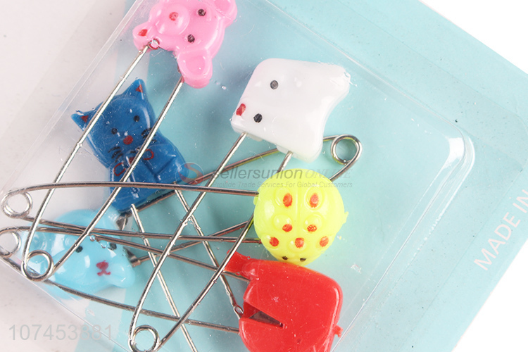 Wholesale 6 Pieces Cartoon Animal Safety Pin Set