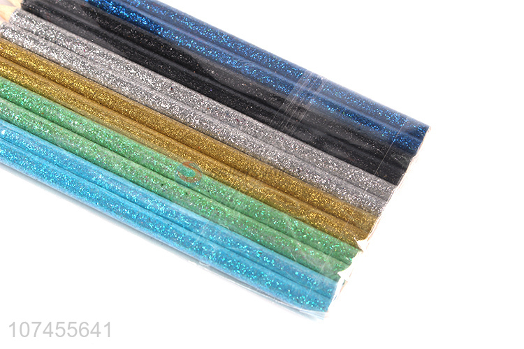 Most popular 6-color glitter wood colored pencil for students