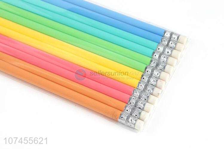 High quality 12pcs macaron color wooden HB pencil for kids