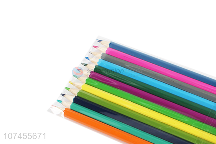 Wholesale popular students drawing 12 colors wooden color pencil