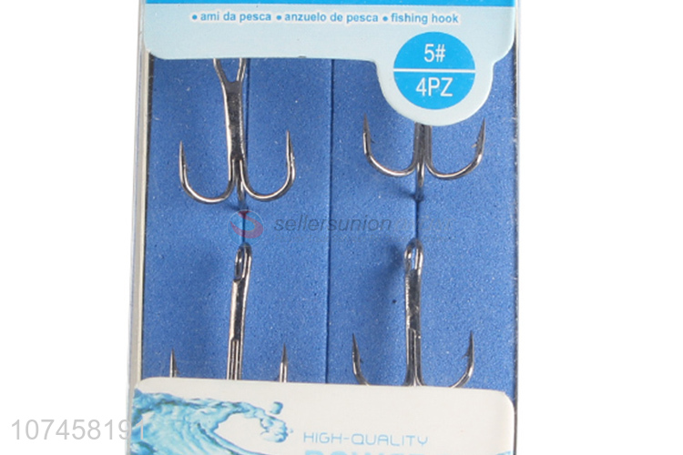 Latest design fishing tackle steel treble fishing hooks 5#