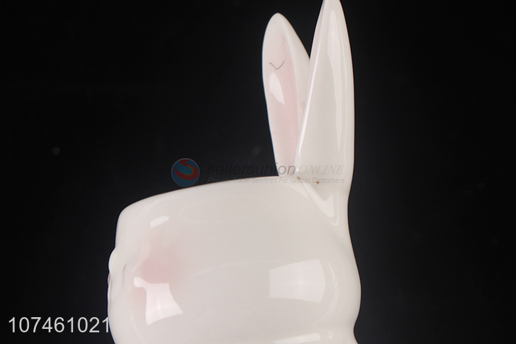 Best Quality Cartoon Rabbit Ceramic Flower Vase Flower Receptacle