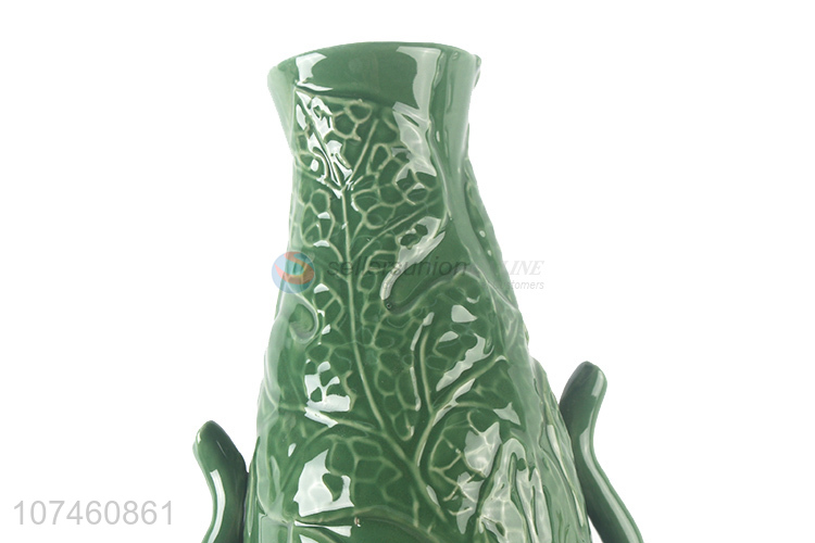 Popular Fashion Green Flower Vase Elegant Ceramic Crafts