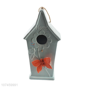 Cute Design Bird House Porcelain Crafts For Home Decoration