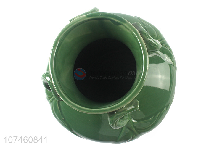 China Manufacture Ceramics Crafts Green Flower Vase