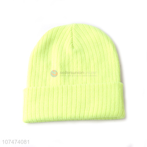 Yiwu wholesale green winter universal melon leather knitted hat