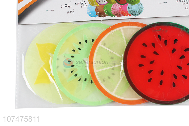 Excellent quality creative eco-friendly fruit cup mats silicone coasters