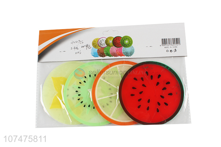 Excellent quality creative eco-friendly fruit cup mats silicone coasters