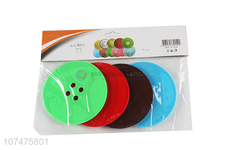 Popular products round button shape silicone coasters silicone cup mats