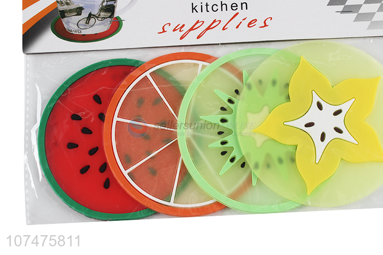 Excellent quality creative eco-friendly fruit cup mats silicone coasters