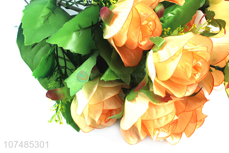 Good quality indoor decoration 12 heads plastic rose artificial bouquet