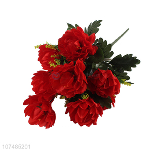 Competitive price indoor decoration 9 heads plastic chrysanthemum fake bouquet