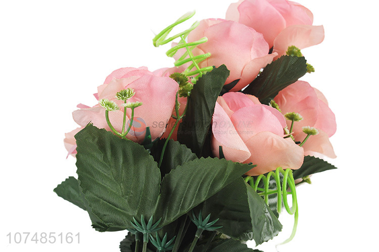 High quality garden decoration 9 heads plastic rose false flowers