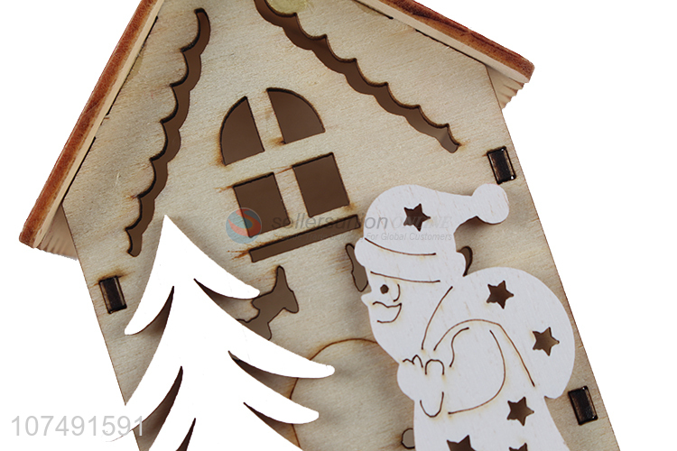 Best Sale Christmas Decoration Wooden House Shape Led Light Christma Pendant