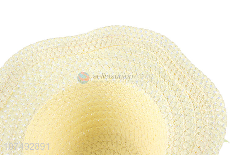 Wholesale Outdoor Bowknot Design Summer Sun Cap Girls Straw Hat