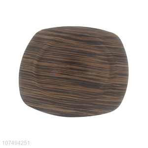 Hot sale plastic breakfast plate wood grain printed plate
