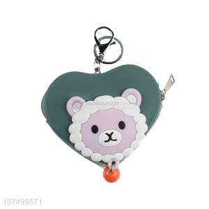 Cute Sheep Pattern Silicone Coin Purse Heart Shape Coin Case