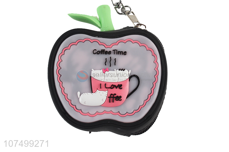 Custom Apple Shape Silicone Coin Purse Cute Coin Case