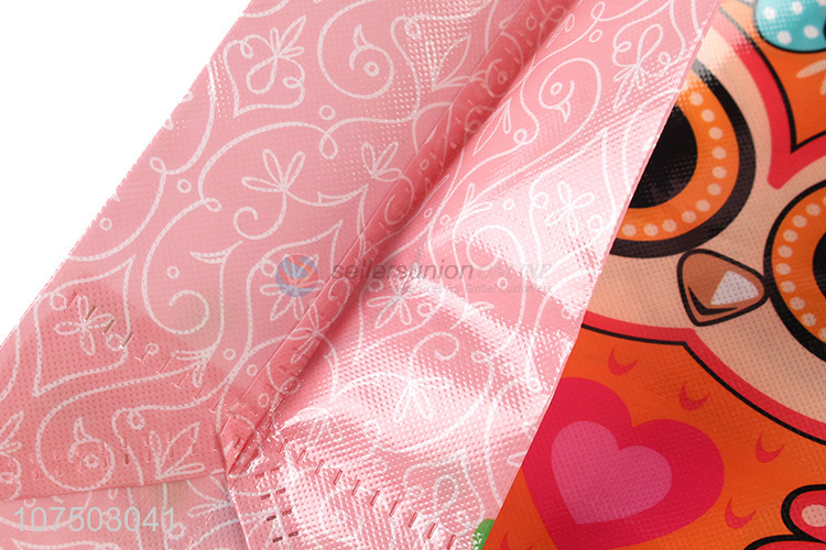 New selling promotion owl pattern recyclable tote non woven shopping bag