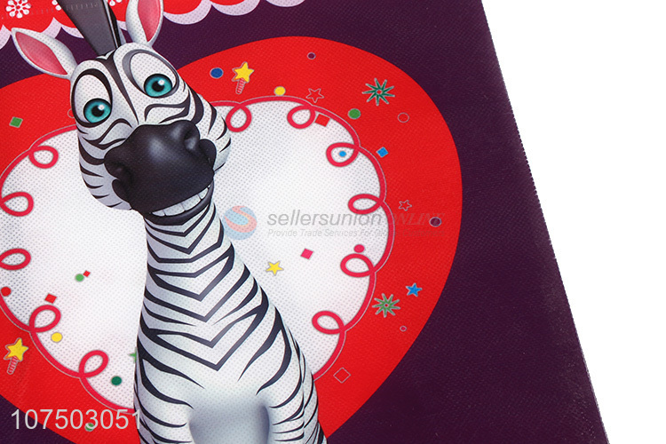 wholesale cartoon animal pattern supermarket reusable non-woven grocery tote bag