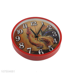 Hot Selling Cock Picture Design Round Shape Wall Clock For Decoration