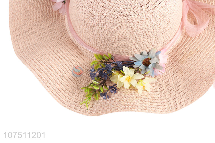 China supplier graceful wide brim women straw hat floppy sun hat