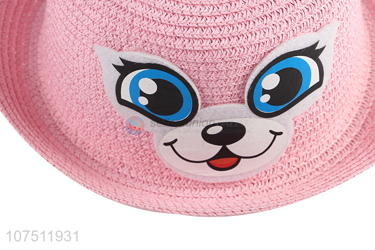 Factory price cartoon rabbit kids paper straw hat sun hats