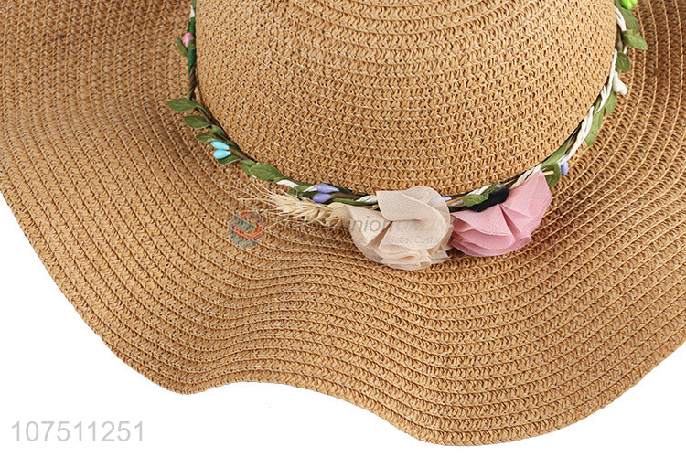China factory fashion wide brim sun hat ladies paper straw hat