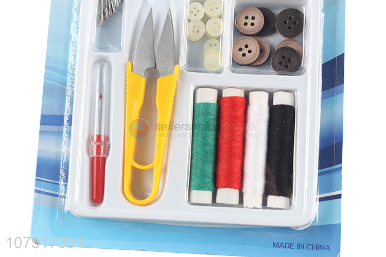 Good quality home sewing set with thread, needle, button, scissor & pin