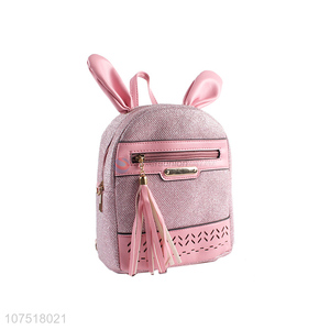 Cartoon Rabbit Ear Design Leather Small Backpack