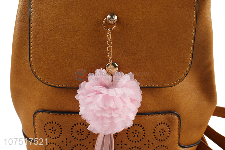 Custom Ladies Small Backpack With Artificial Flower Pendant