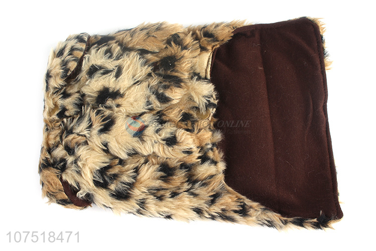 Promotional pet apparel leopard print plush dog vest jacket