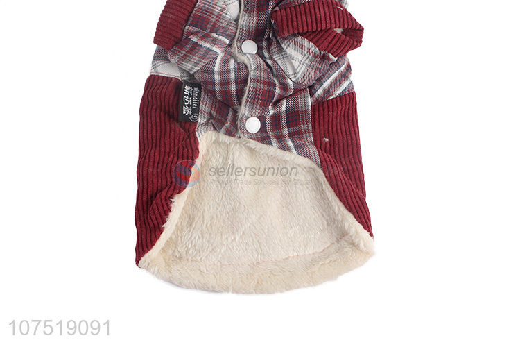 Bottom price dog apparel check pattern corduroy dog jacket coat