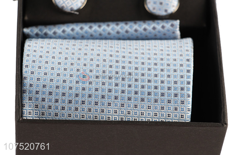 Factory price jacquard bow tie and cufflinks set for men