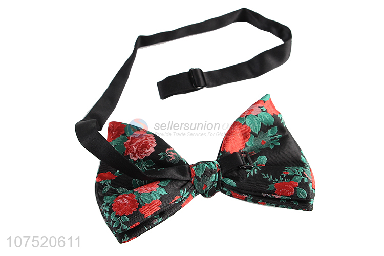 Best selling chic flower jacquard bow tie for adults