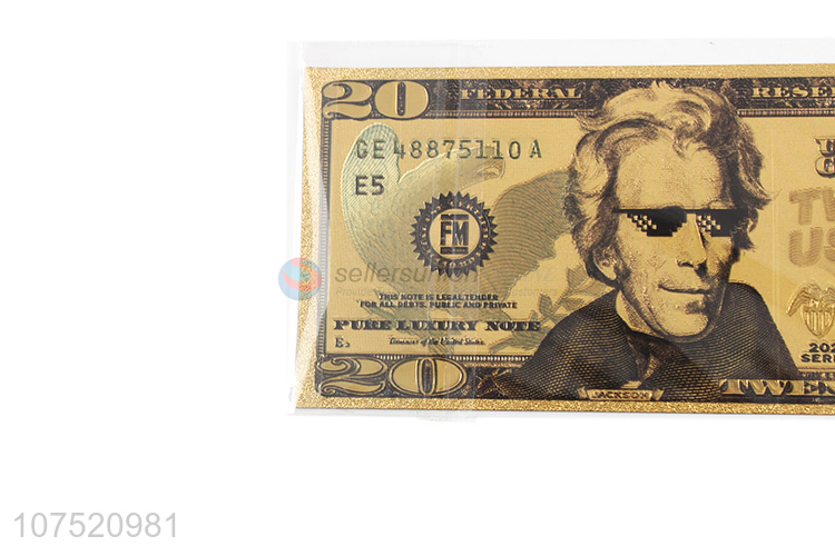 Low price 20 dollars fake money bill note gold foil banknote