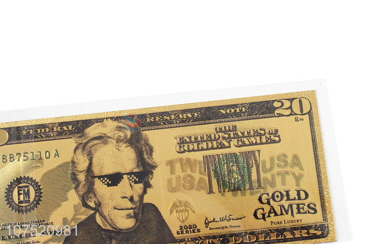 Low price 20 dollars fake money bill note gold foil banknote