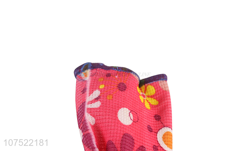 Fashionable flower pattern safety gloves butyronitrile coated working gloves