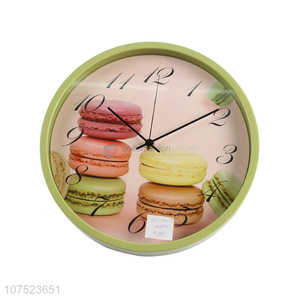 New design modern creative silence wall clock macarons pattern round plastic wall clock