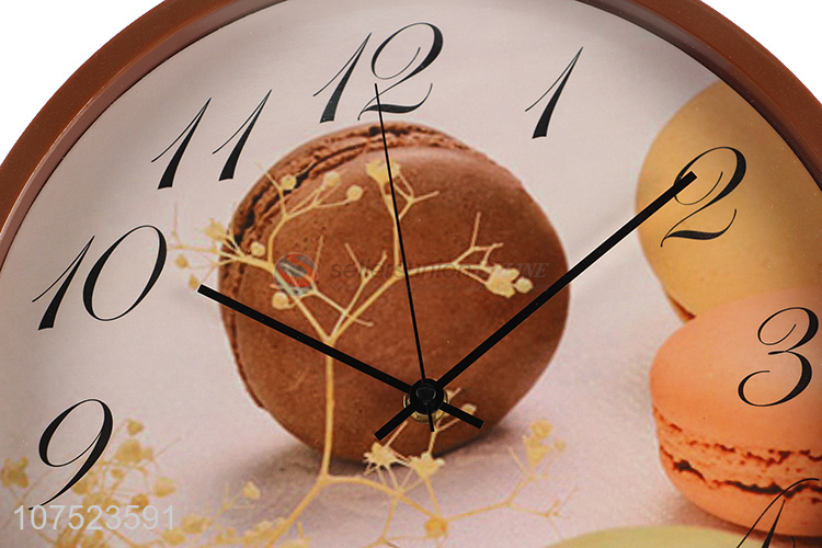 Bottom price no-punch macarons pattern wall clock silent quartz clock for classroon decoration