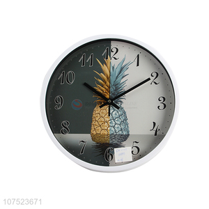 Factory price personalized pineapple pattern wall clock living room silent clock for decoration