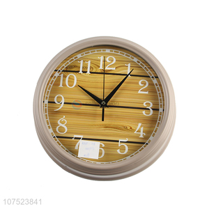 Bottom price decorative wood grain wall clock living room plastic quartz clock