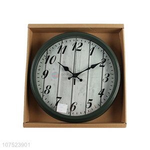 New design fashionable wall clock round wood grain quartz clock for decoration