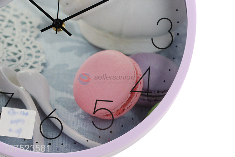 China factory personalized macarons pattern wall clock living room bedroom silent clock