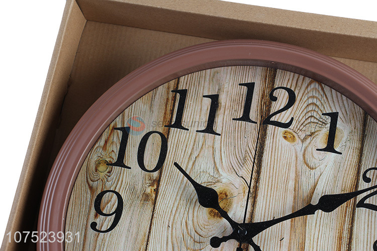 Popular products decorative bedroom wall clock living room wood grain wall clock