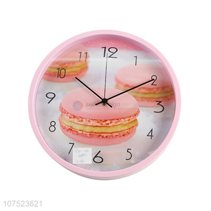 Latest design home decoration living room wall clock macarons pattern silence quartz clock